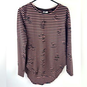 H&M Divided layered top in cotton blend jersey w/ distressed details. Size small